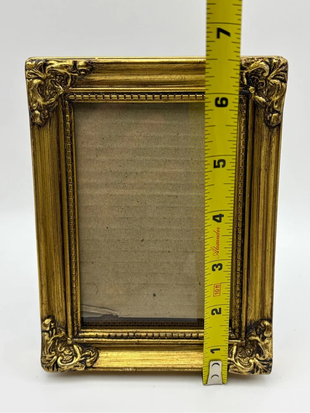 Vintage, Fetco Int. Inc., Frame, Wooden, Brass Color, 3 x 4.75 with Glass
